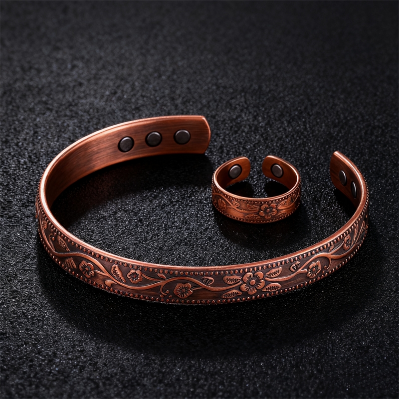 Health Wellness Gifts Women - Magnetic Copper Therapy Bracelet Cuff and