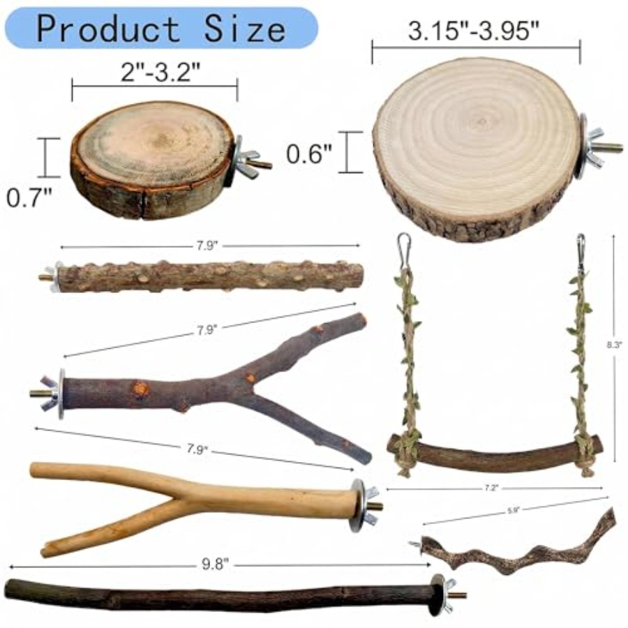 8PCS natural wood bird perches - Health & Wellness Tablet Cutter reseña y precio