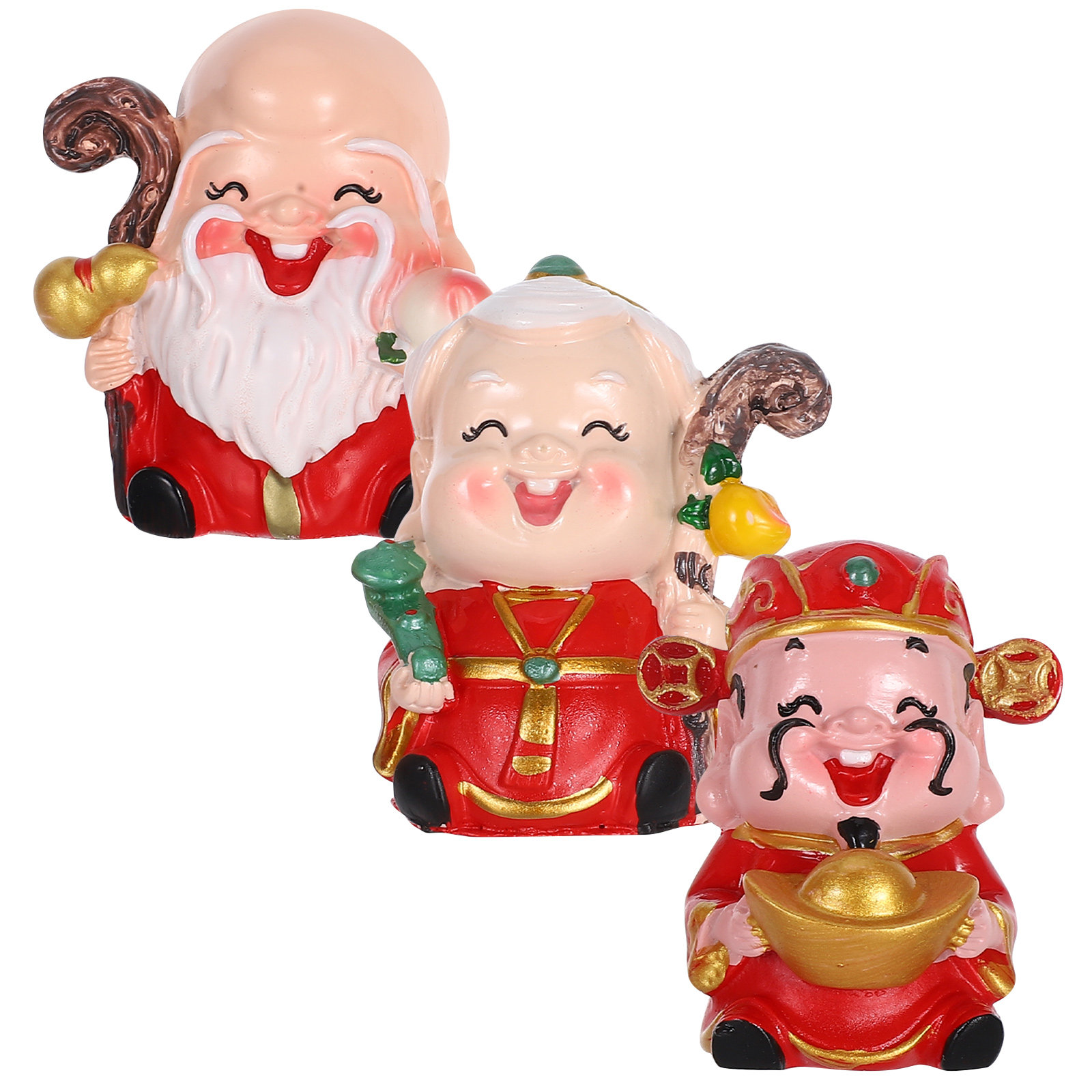 3Pcs Resin Chinese Elder Figur - Longevity Health & Wellness Hotel reseña y precio