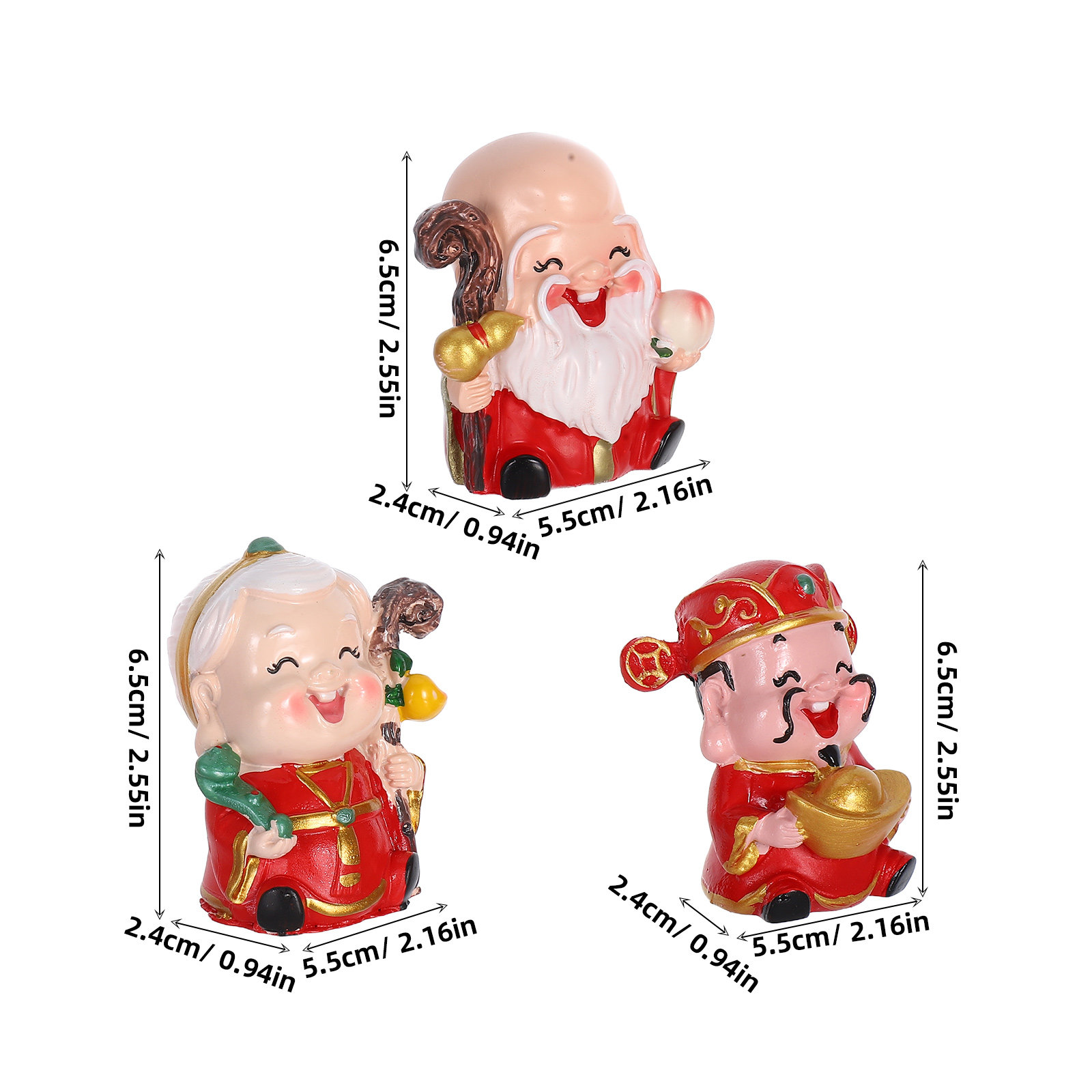 3Pcs Resin Chinese Elder Figur - Longevity Health & Wellness Hotel reseña y precio